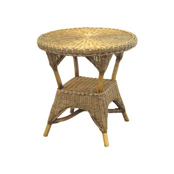 Grand Bermuda Round Side Table, with Shelf
