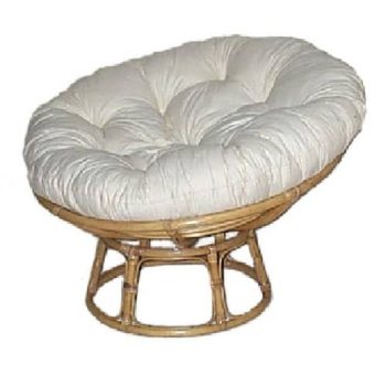 Papasan Chair Natural Frame, Calico & Dacron Cushion