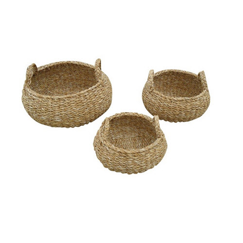 Round Seagrass Baskets with Handles