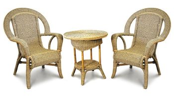Seagrass and Rattan Hi-Back 3pce setting, Memphis Design