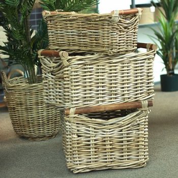 Long Utility Baskets with Wood Handles - Image 2