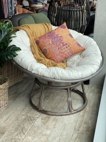 Premium Papasan Cushion - Herringbone Cream - Image 3