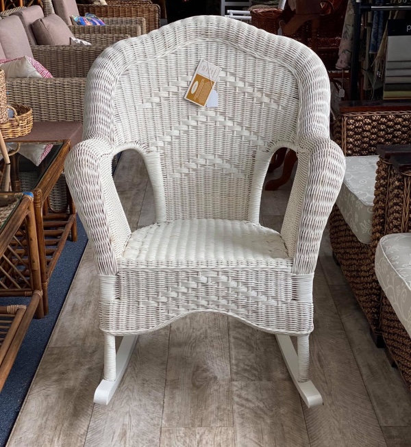 Windsor Wicker Rocking Chair White, Cane Rocking Chair Outdoor