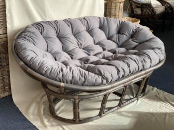 Papasan Settee, French Grey Frame