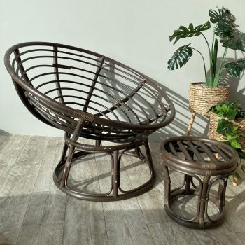Papasan Footstool with Dacron Cushion, French Grey - Image 4